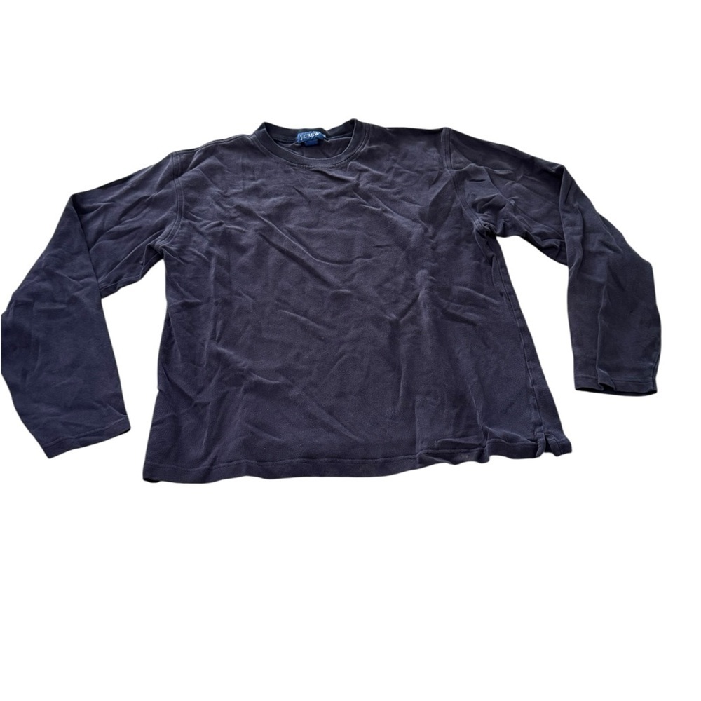 J. Crew Dark Charcoal Long Sleeve Crewneck Tee small GUC fading throughout